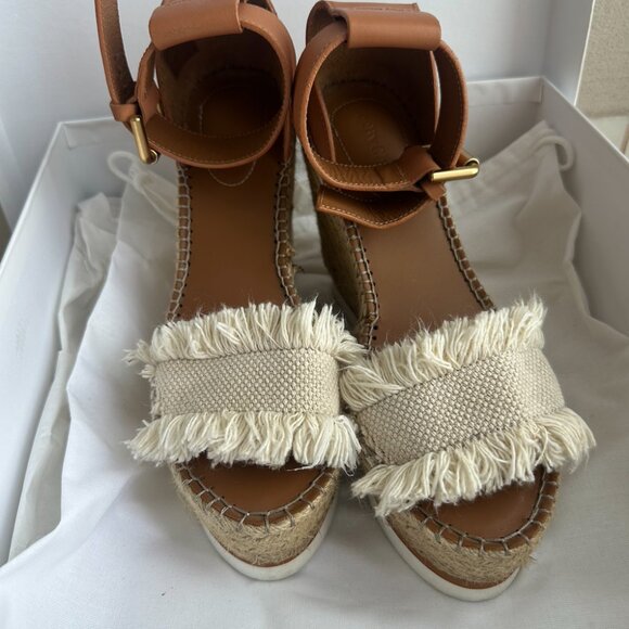 See by Chloé Espadrille Wedge Sandals-Natural SIZE 6 - Picture 4 of 4